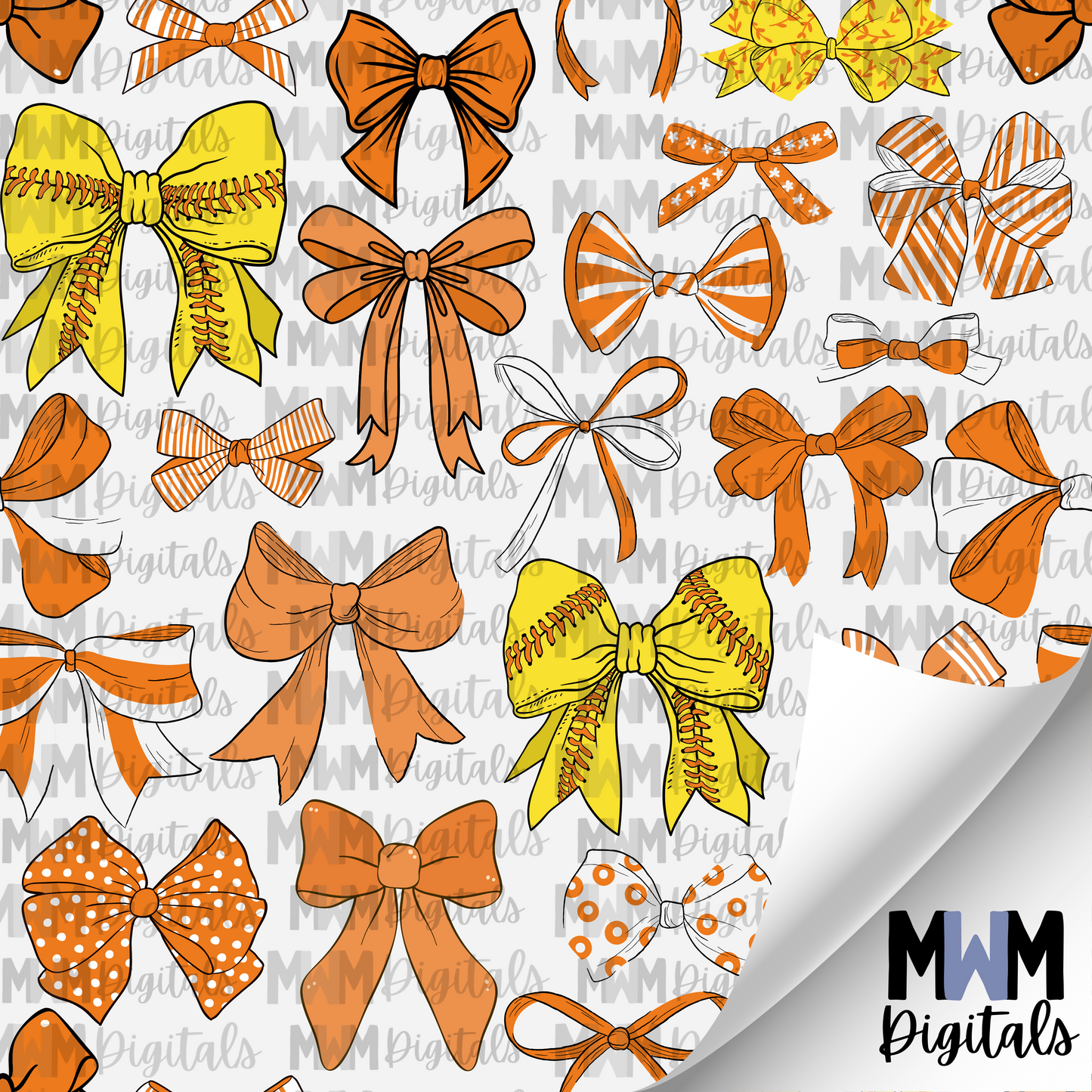 Softball Hairbow Seamless File