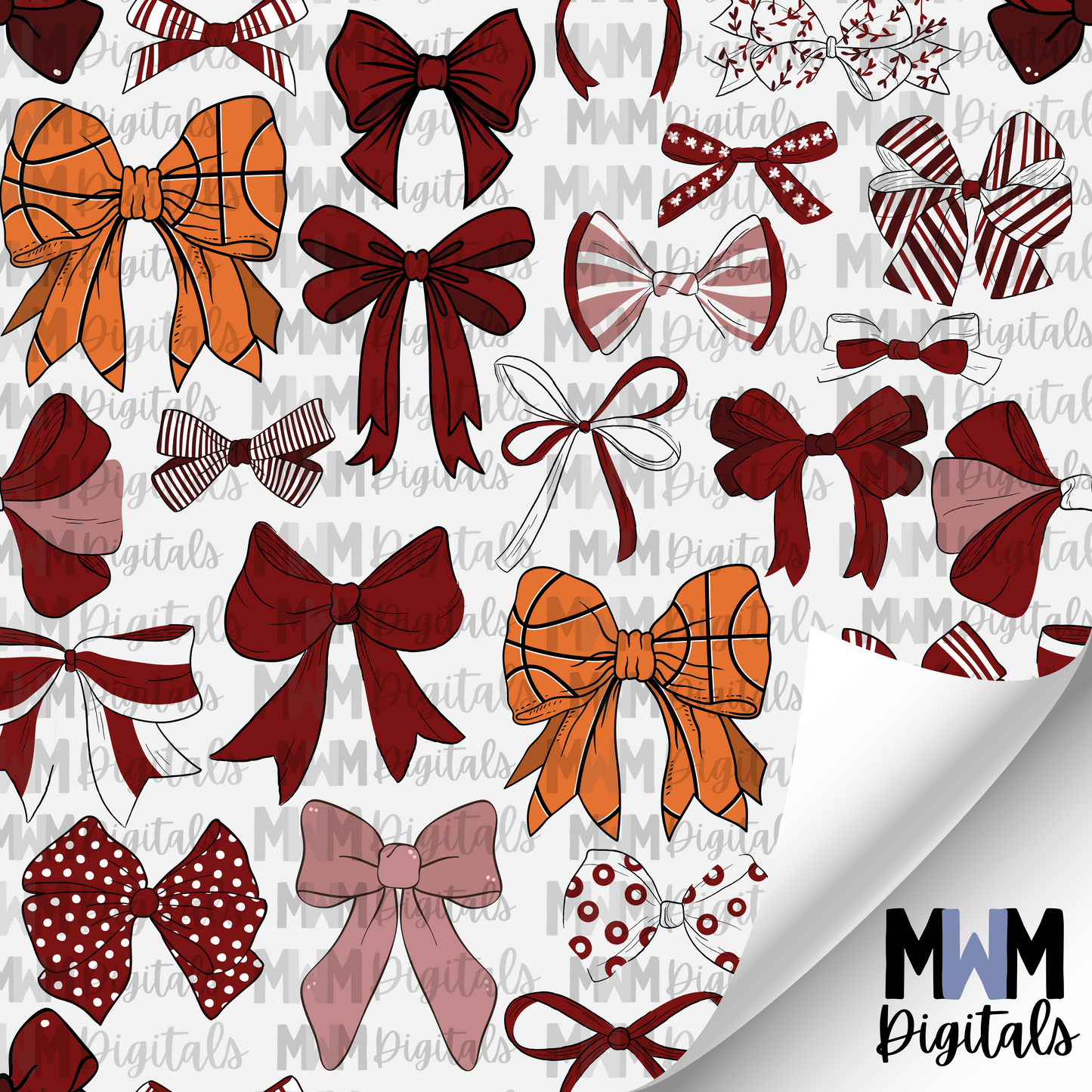 Basketball Hairbow Seamless File