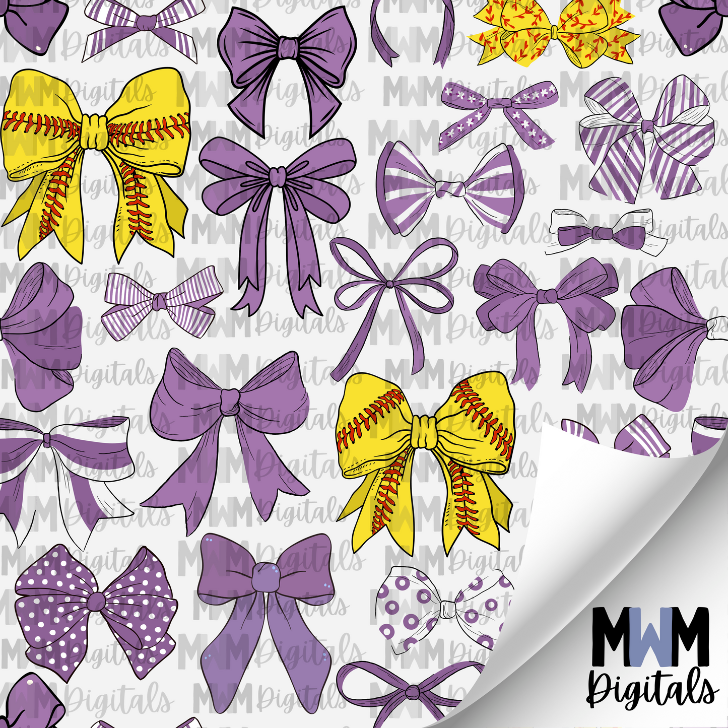 Softball Hairbow Seamless File