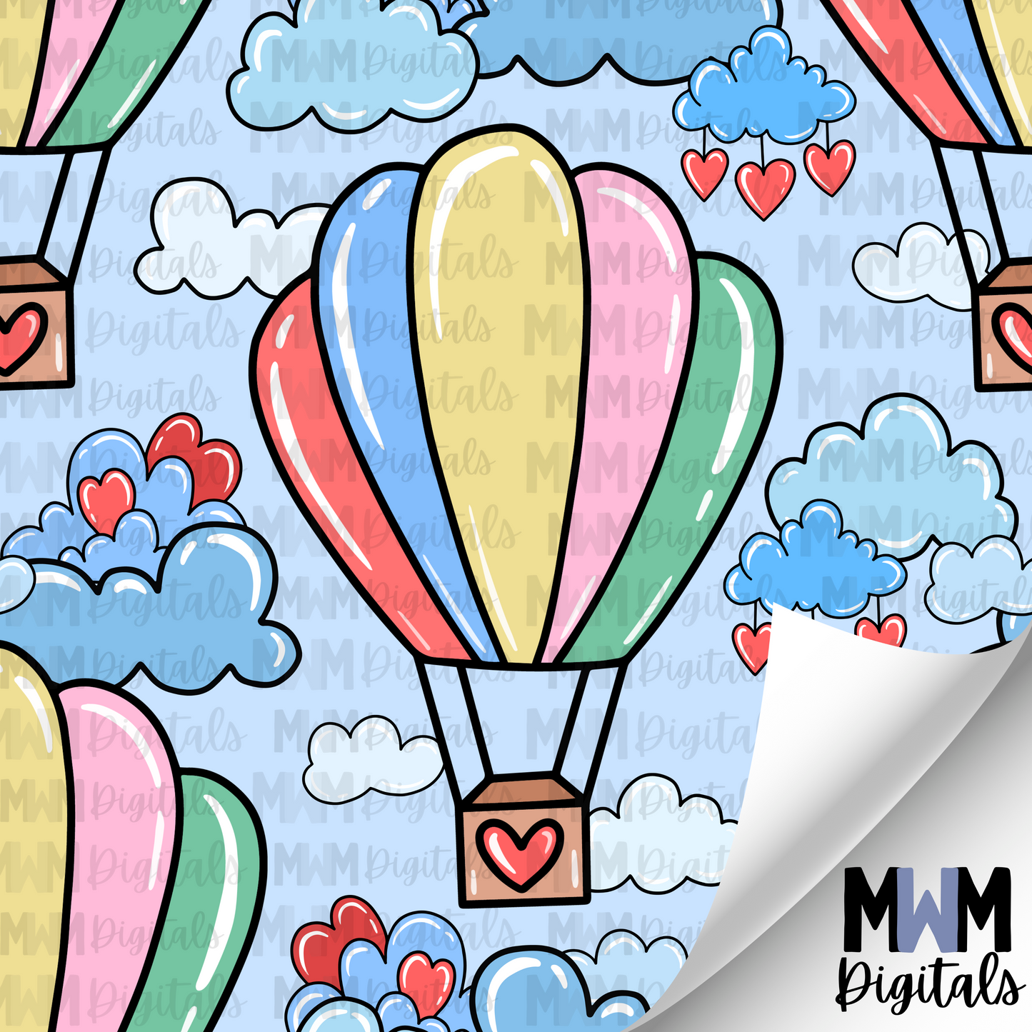 Valentine Hot Air Balloon Seamless File