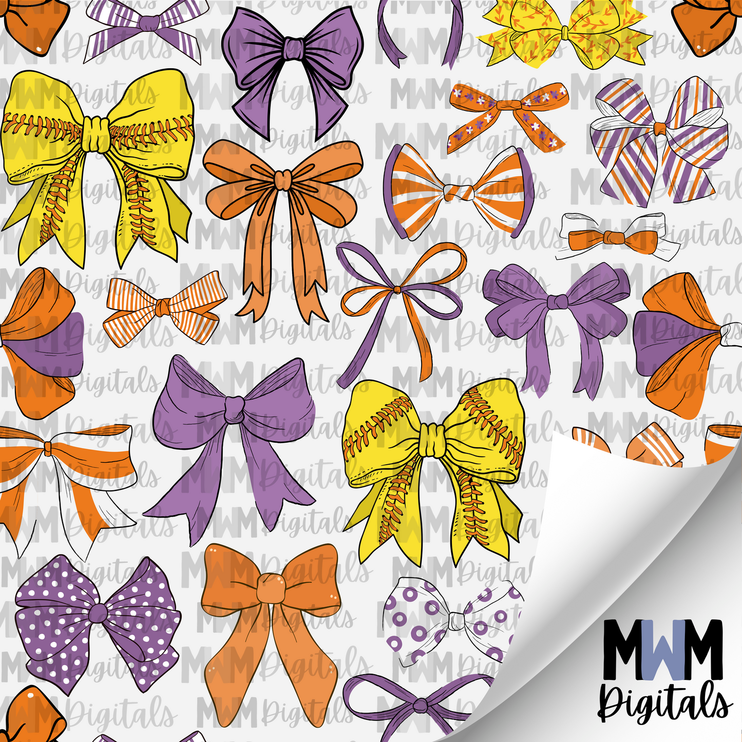 Softball Hairbow Seamless File