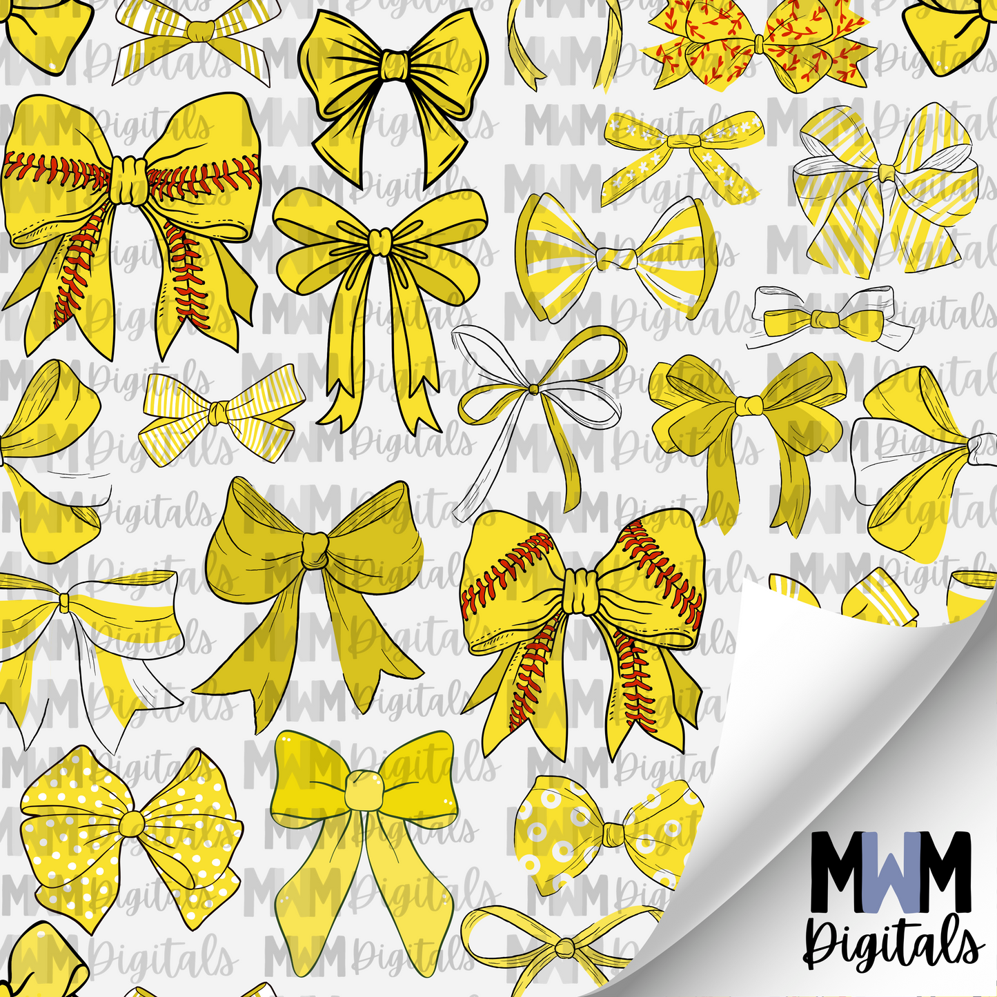 Softball Hairbow Seamless File