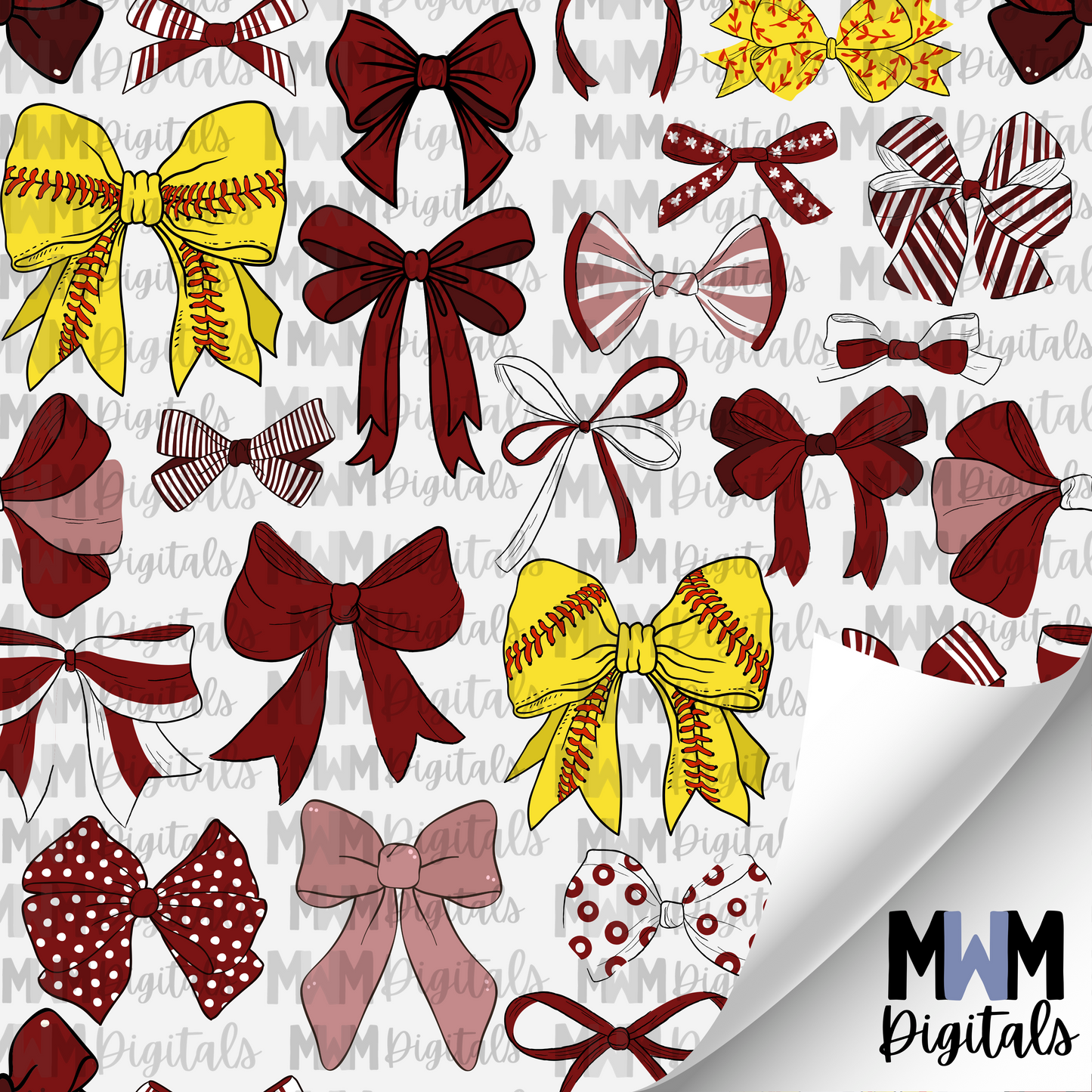 Softball Hairbow Seamless File