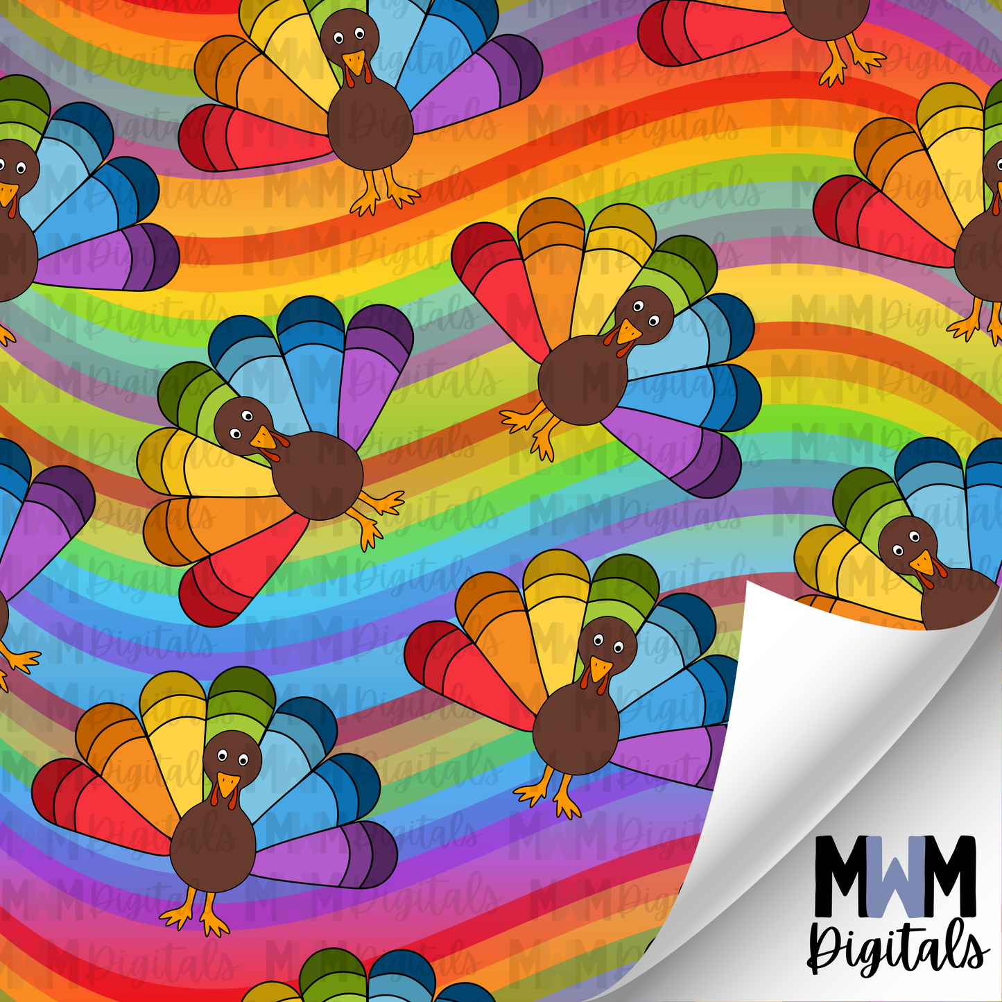 Rainbow Turkey Seamless File