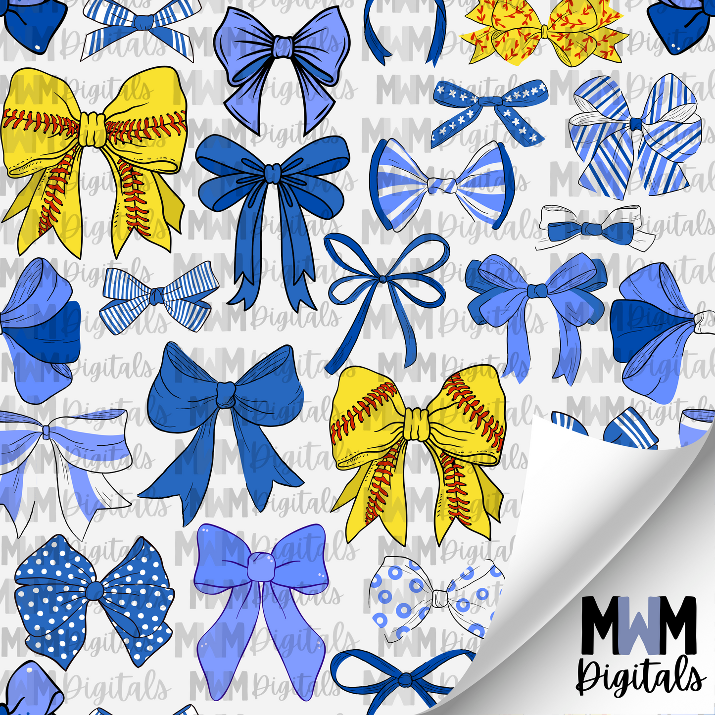 Softball Hairbow Seamless File