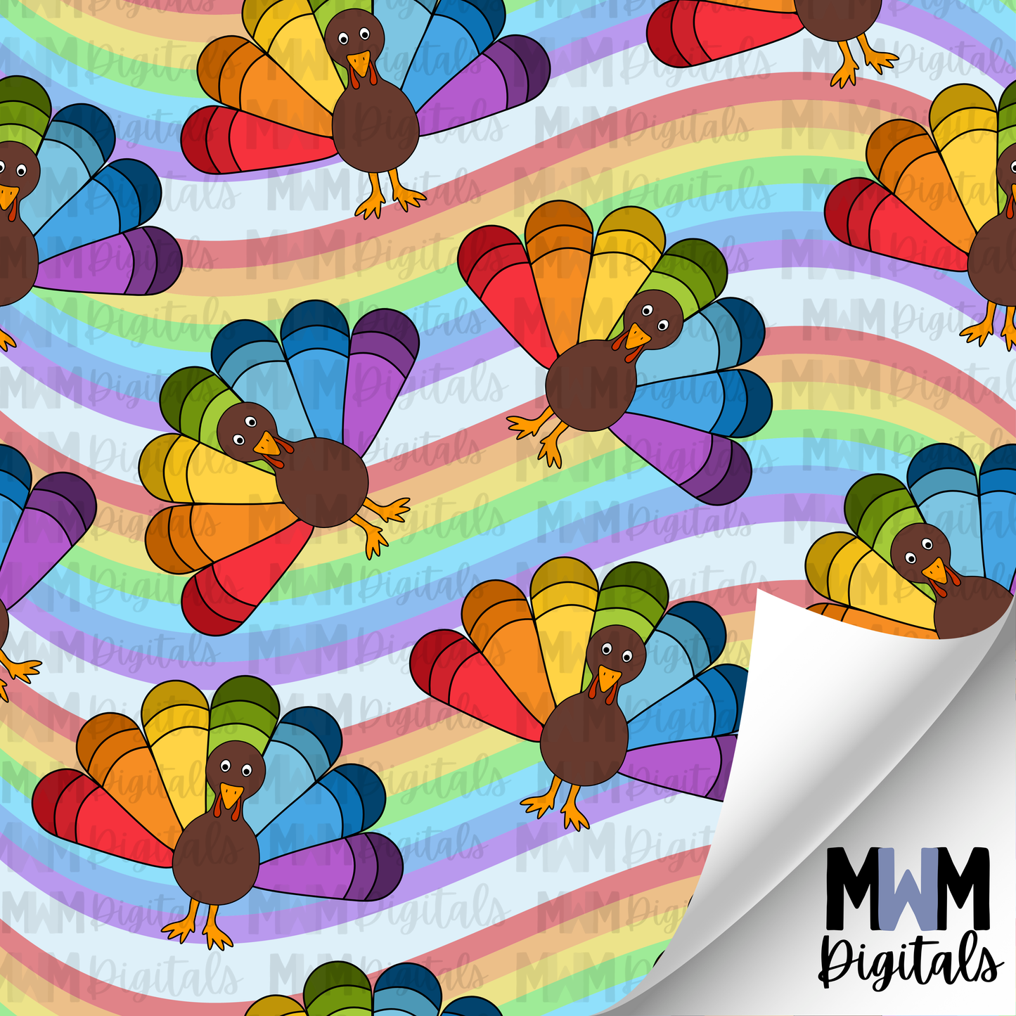 Rainbow Turkey Seamless File