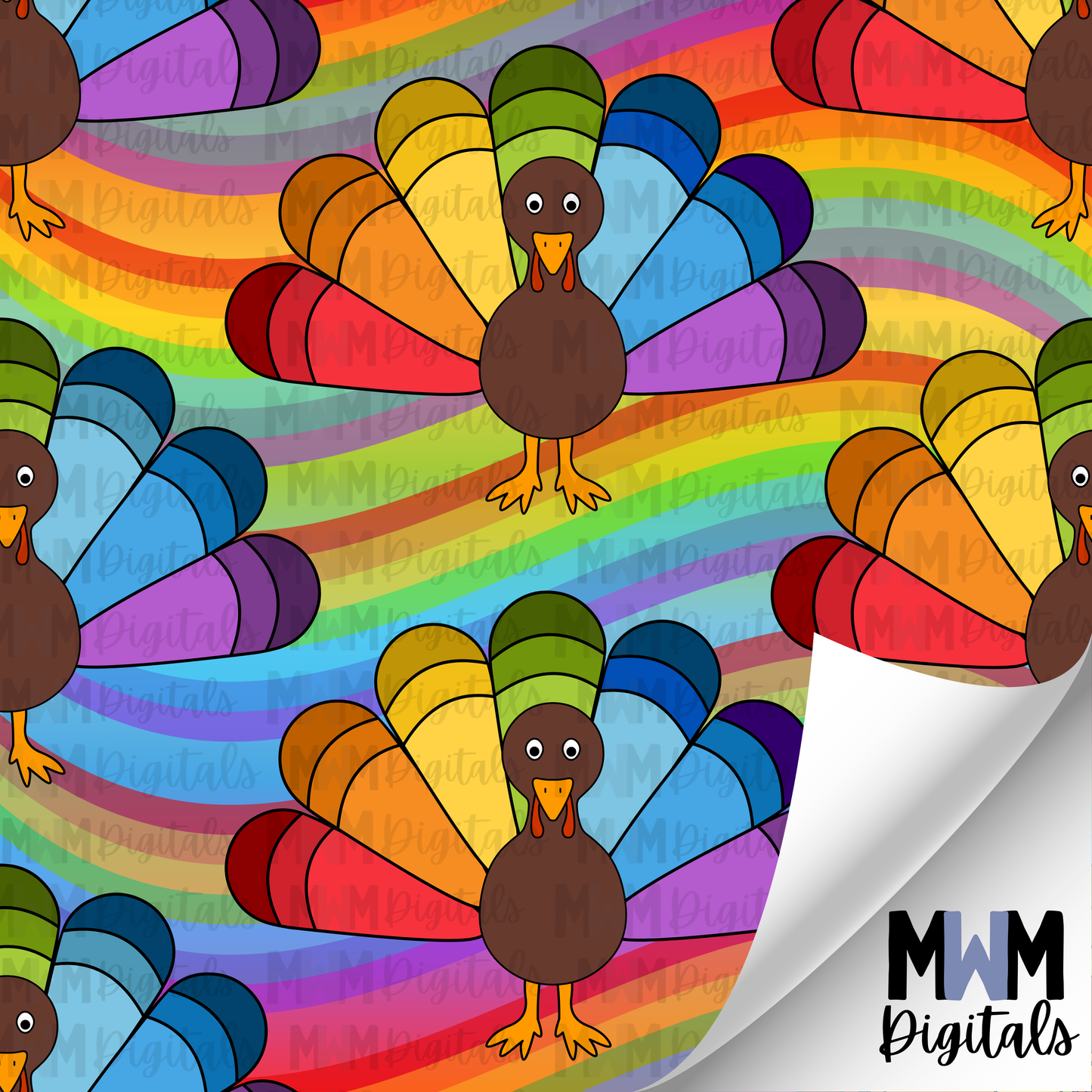 Rainbow Turkey Seamless File