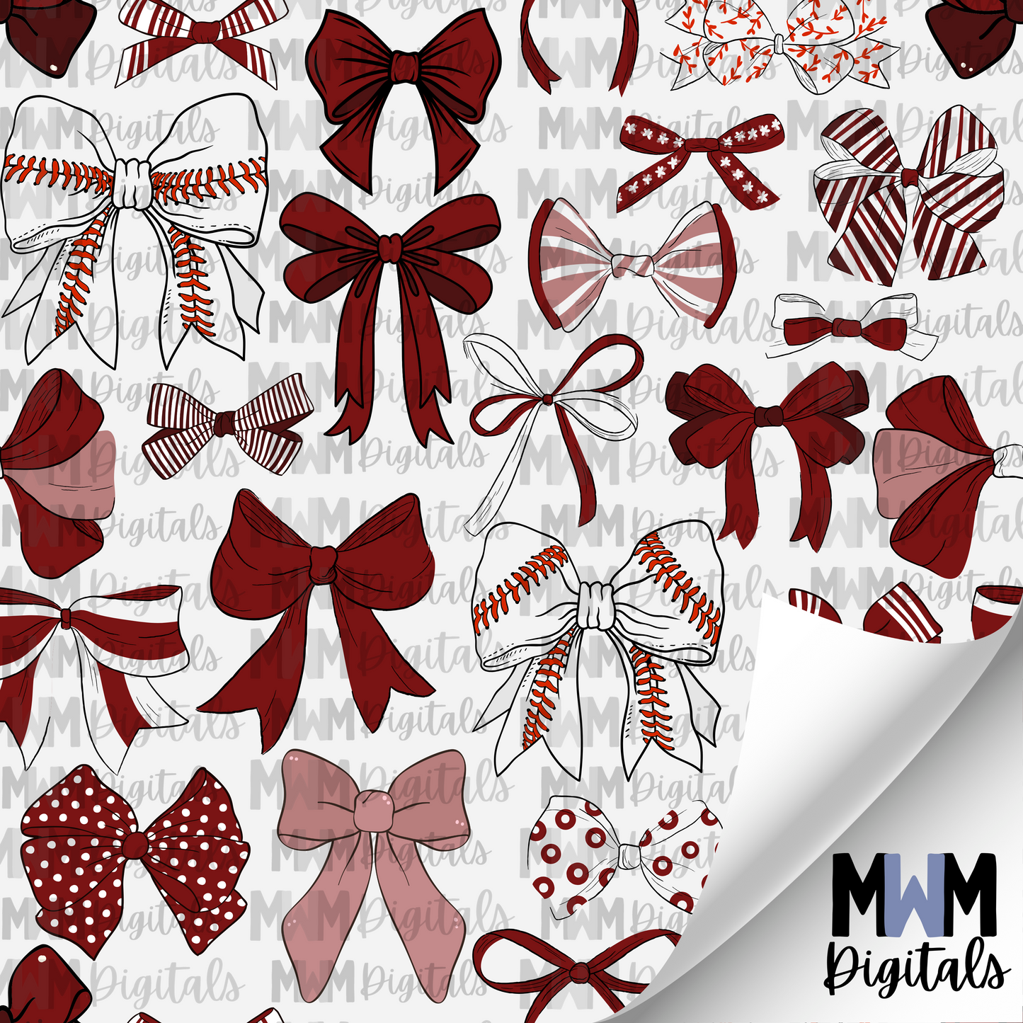 Baseball Hairbow Seamless File