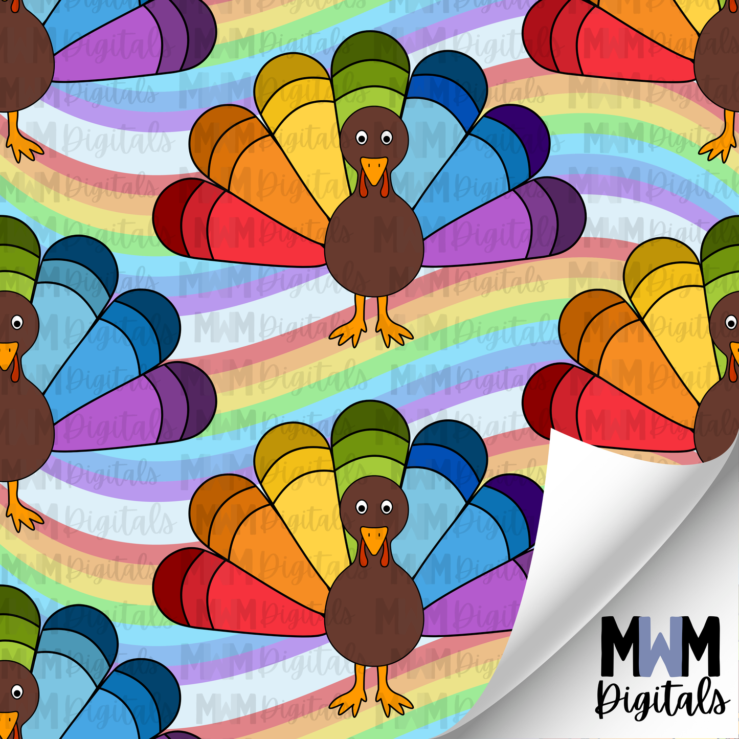 Rainbow Turkey Seamless File