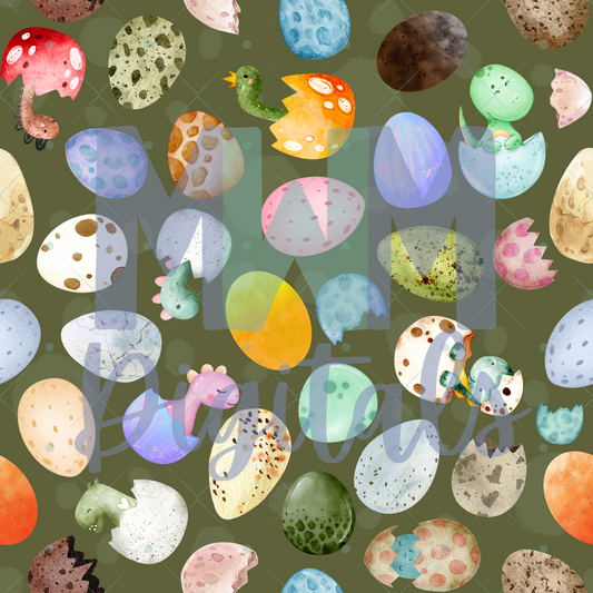 Dino Eggs Green Dots Seamless File