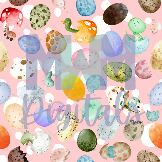 Dino Eggs Pink Dots Seamless File