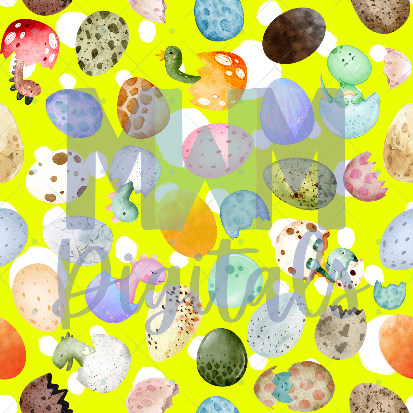 Dino Eggs Yellow Dots Seamless File
