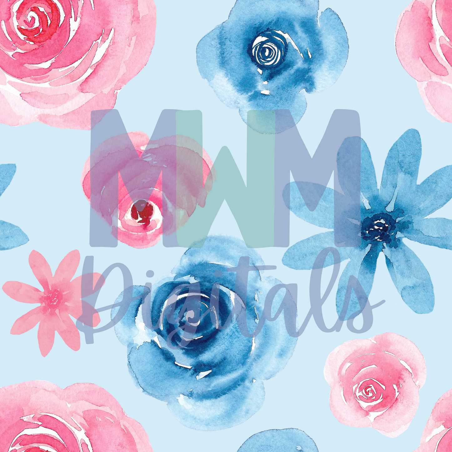 Simple Spring Floral Blue Seamless File