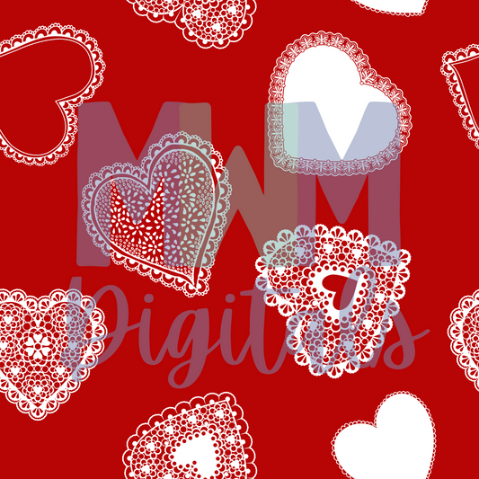 Heart Doilies Red Seamless File