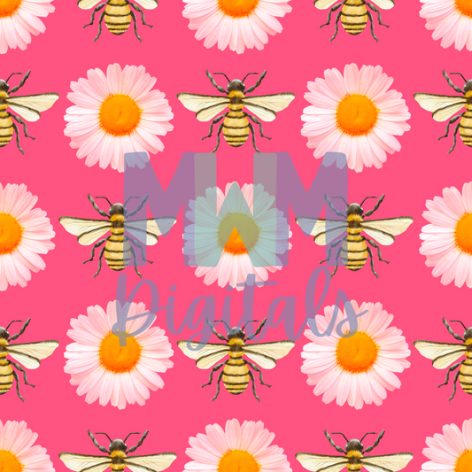 Bees & Daisies Pink Seamless File
