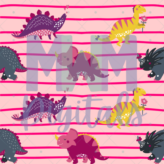 Cute Dinosaurs Pink Seamless File