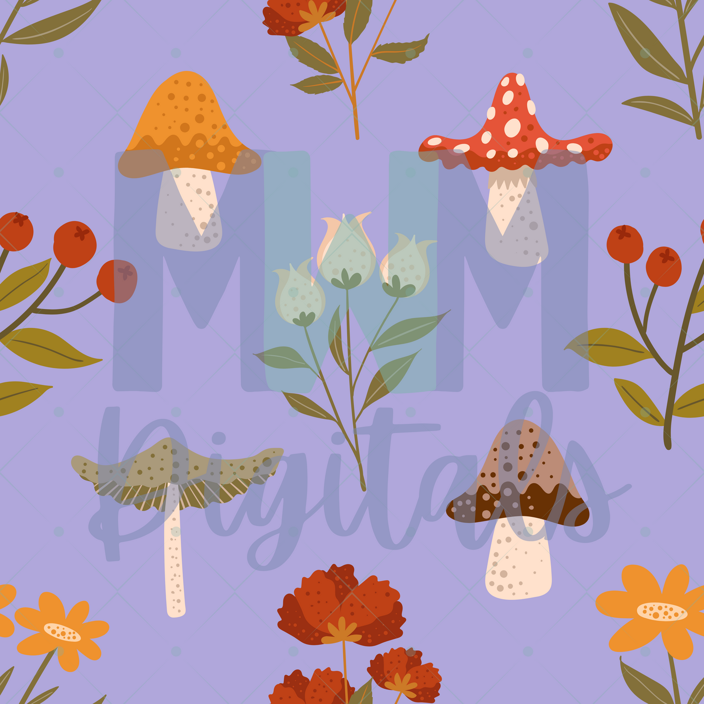 Floral Mushrooms Seamless File