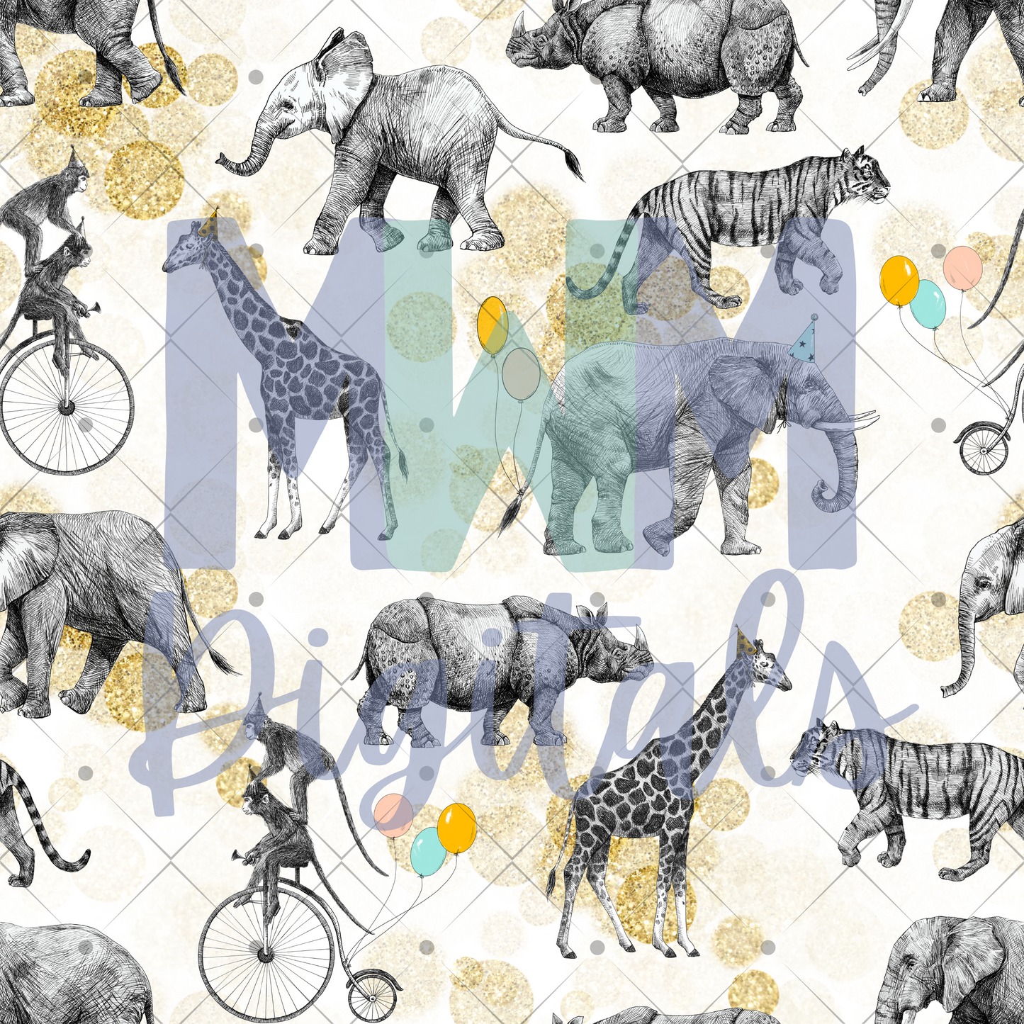 Birthday Jungle Animals Seamless File